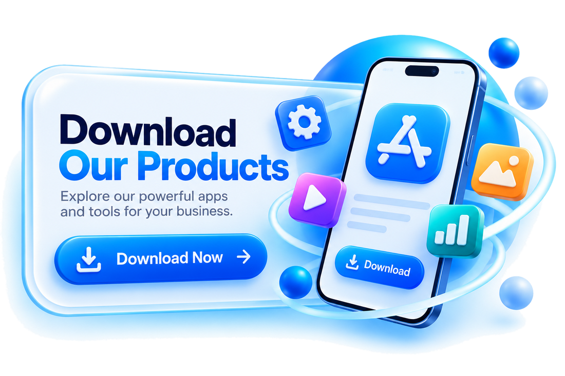 Download Our Products — 3D smartphone and app-download illustration